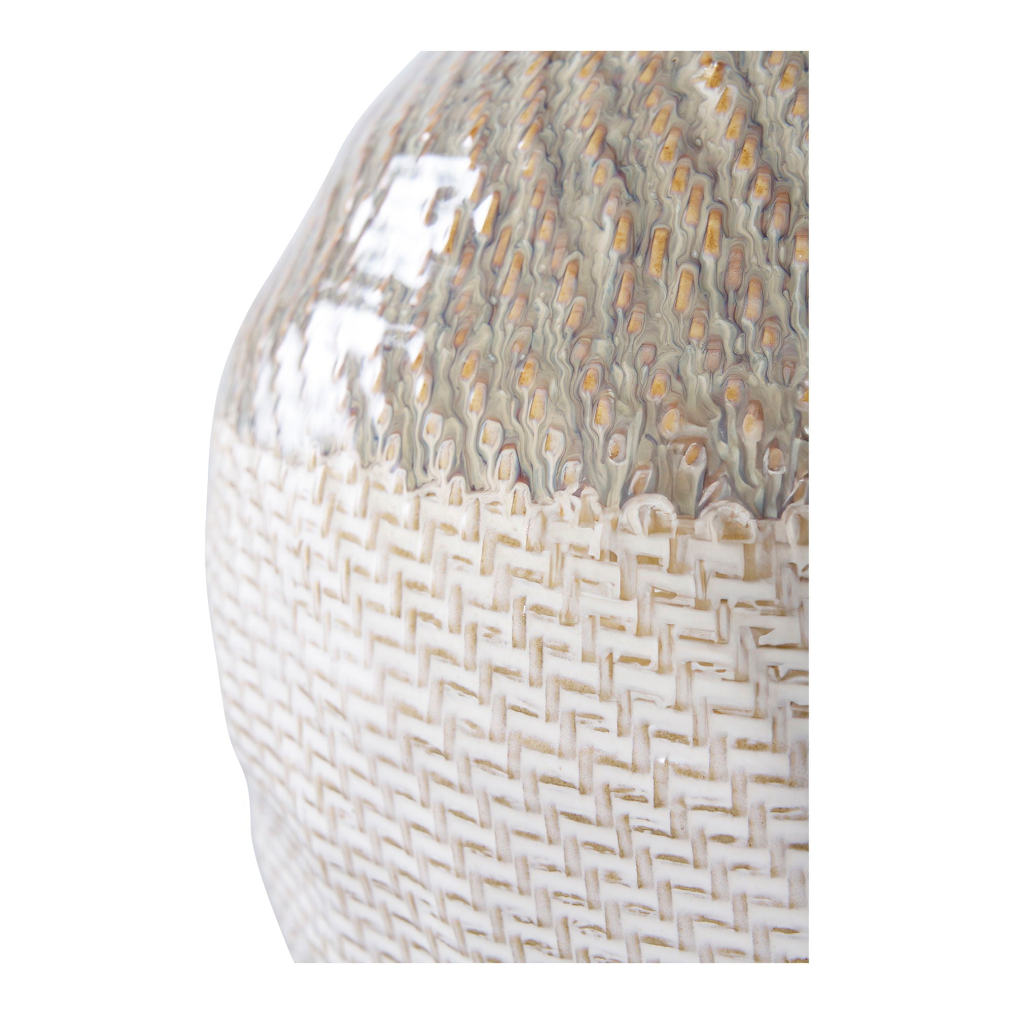Keramikvase, Beige/Grün, ø26x30,5 cm